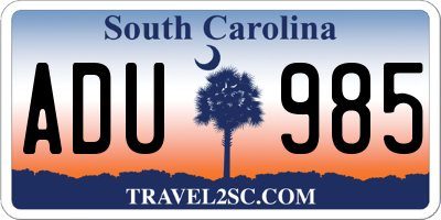 SC license plate ADU985