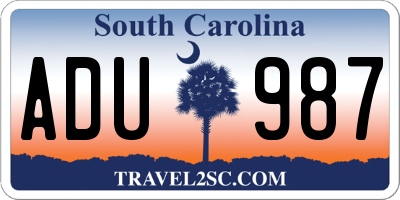 SC license plate ADU987