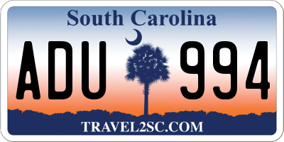 SC license plate ADU994