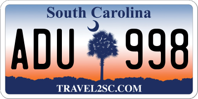 SC license plate ADU998