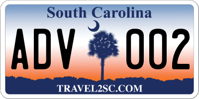 SC license plate ADV002