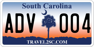 SC license plate ADV004