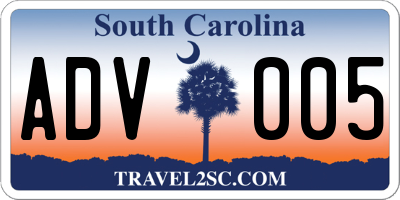SC license plate ADV005