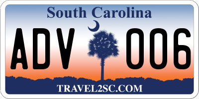 SC license plate ADV006