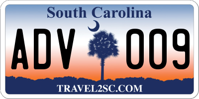SC license plate ADV009