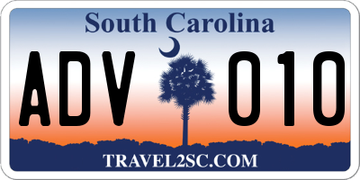 SC license plate ADV010