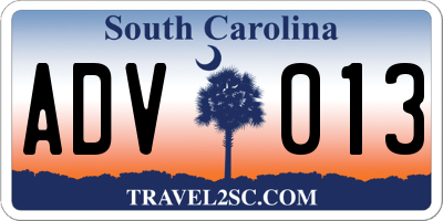 SC license plate ADV013