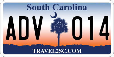 SC license plate ADV014