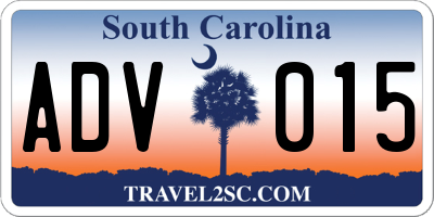 SC license plate ADV015