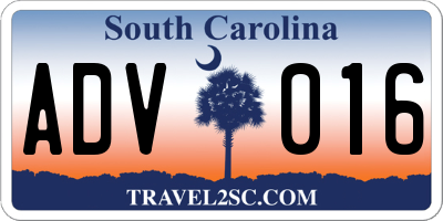SC license plate ADV016