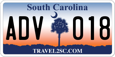 SC license plate ADV018