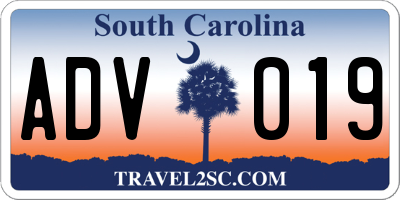 SC license plate ADV019
