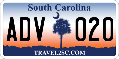 SC license plate ADV020