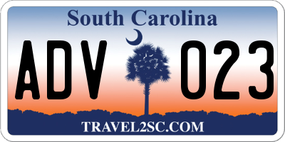 SC license plate ADV023