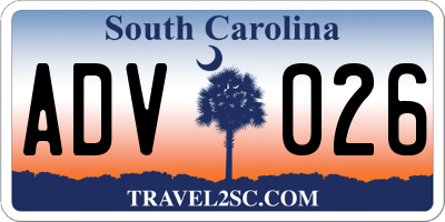SC license plate ADV026
