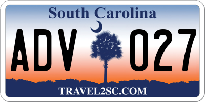 SC license plate ADV027