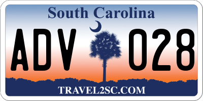 SC license plate ADV028