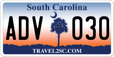 SC license plate ADV030