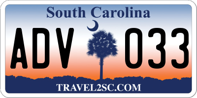 SC license plate ADV033