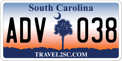 SC license plate ADV038
