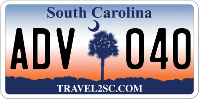 SC license plate ADV040