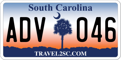 SC license plate ADV046