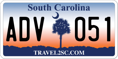 SC license plate ADV051