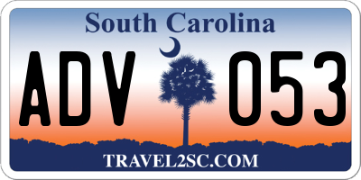 SC license plate ADV053