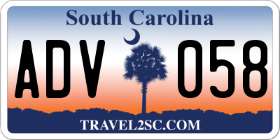 SC license plate ADV058