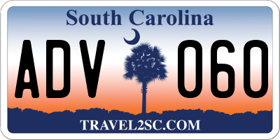 SC license plate ADV060