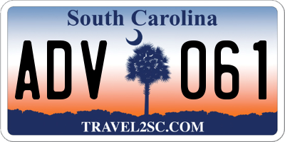 SC license plate ADV061
