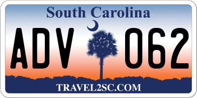 SC license plate ADV062