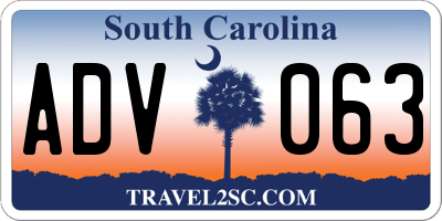 SC license plate ADV063