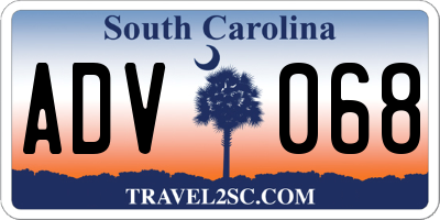 SC license plate ADV068