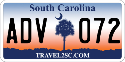 SC license plate ADV072