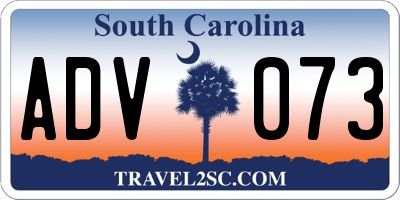 SC license plate ADV073