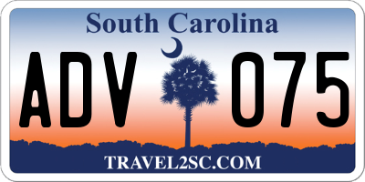 SC license plate ADV075