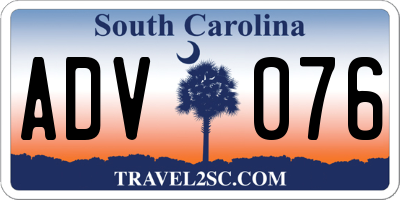 SC license plate ADV076