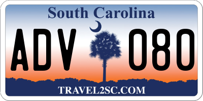 SC license plate ADV080