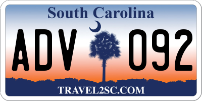 SC license plate ADV092