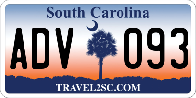 SC license plate ADV093