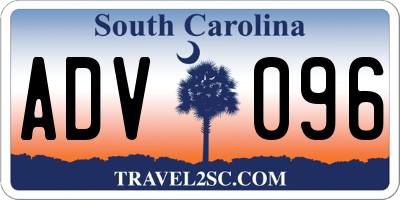 SC license plate ADV096