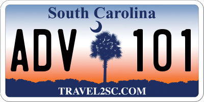SC license plate ADV101