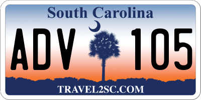 SC license plate ADV105