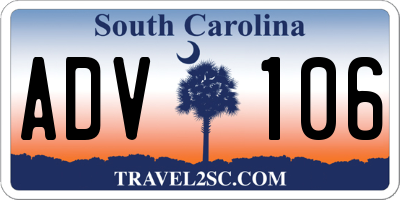 SC license plate ADV106