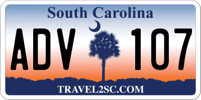 SC license plate ADV107