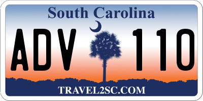 SC license plate ADV110