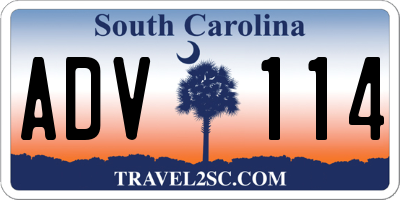 SC license plate ADV114