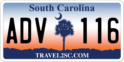 SC license plate ADV116