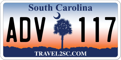 SC license plate ADV117